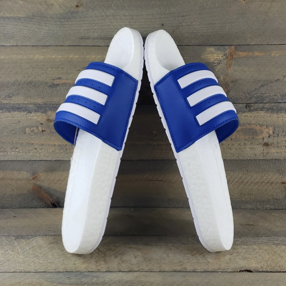 adidas Adilette Boost Men's Slides Sandals Royal Blue, White Supreme Cushioning - Picture 7 of 9